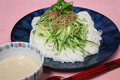 豆乳でそうめん